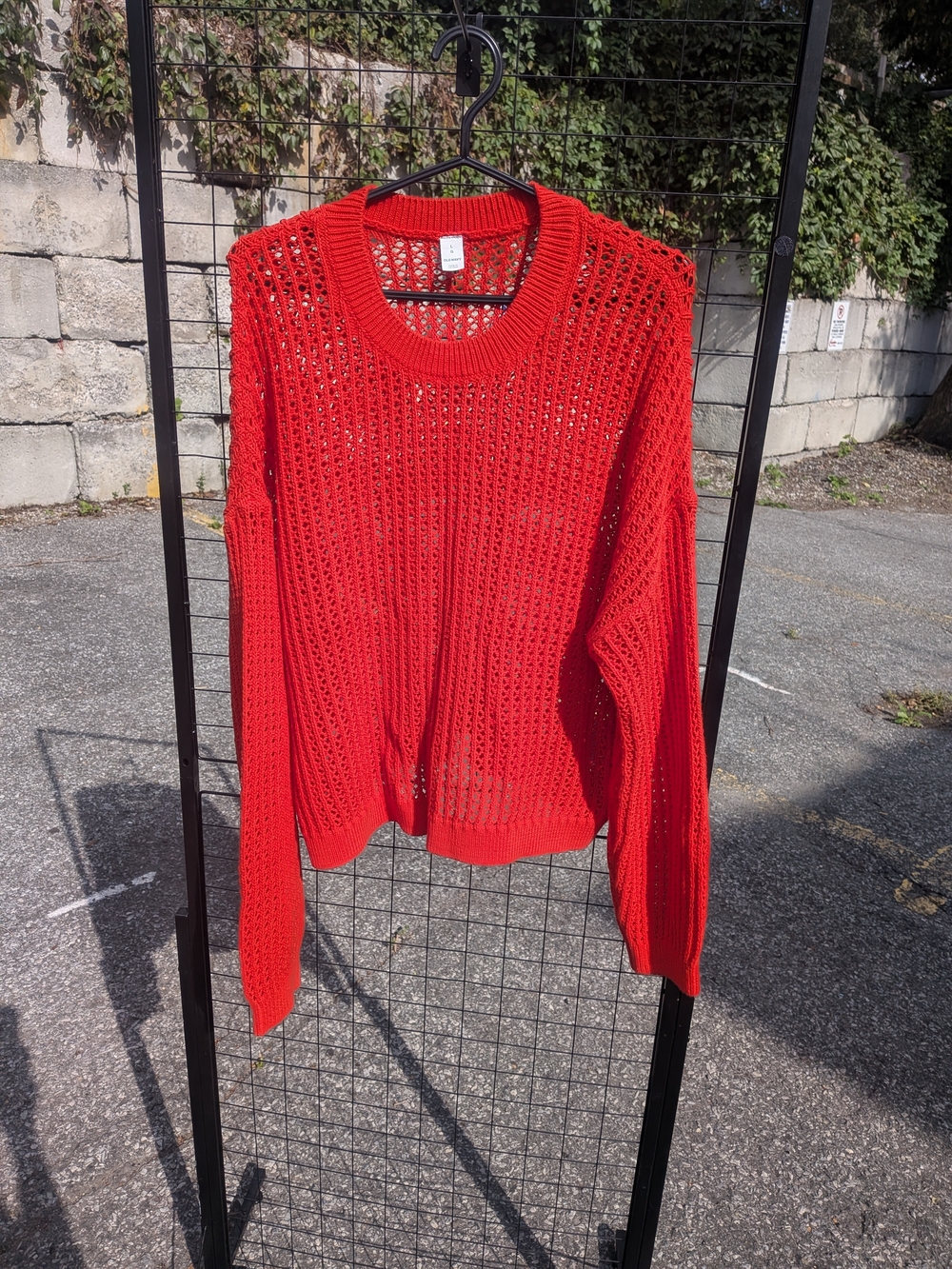 Old Navy Red Open-Knit Crewneck Sweater